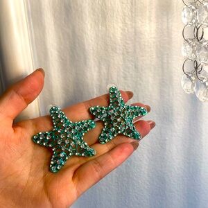 🌟 star shape rhinestone earrings